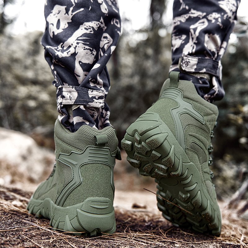2024 Slip-On Outdoor Combat Boots Suede Upper Rubber Outsole Mesh Lining-Anti-Slip Feature Year-Round Use Jungle Desert