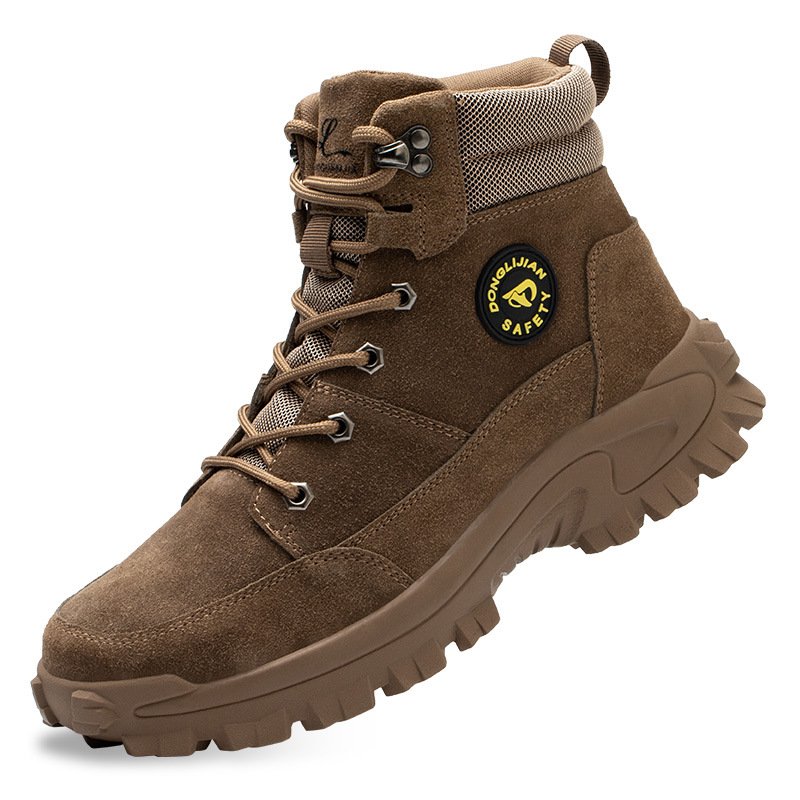 industrial safety leather anti-slip anti-stab outdoor steel toe leather work safety boot zapatos punta de acero