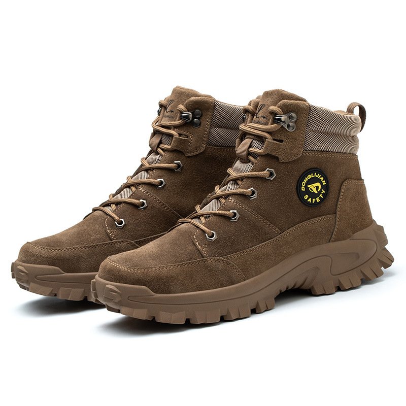 industrial safety leather anti-slip anti-stab outdoor steel toe leather work safety boot zapatos punta de acero