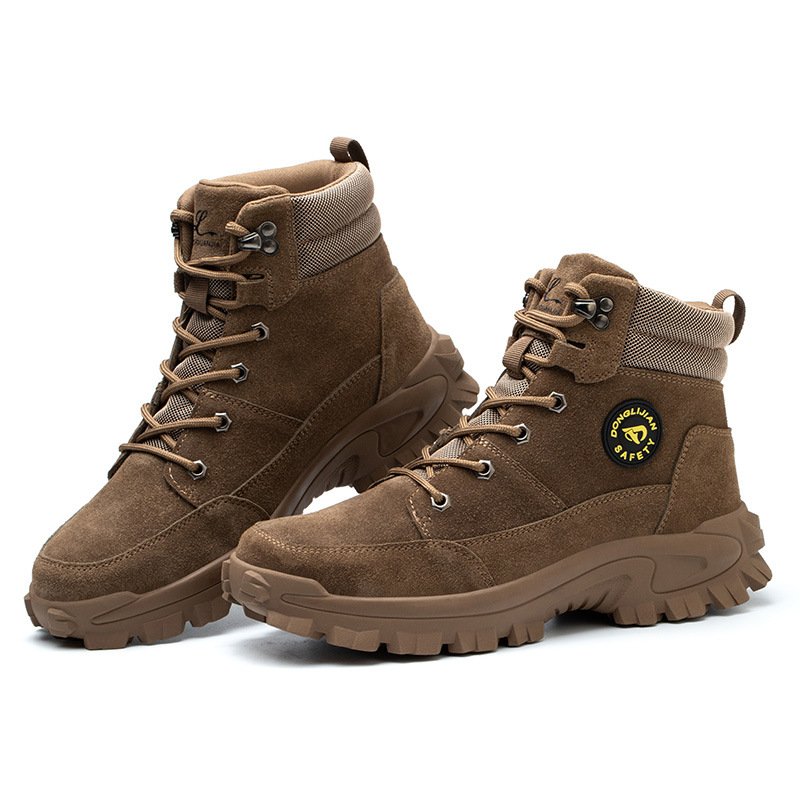 industrial safety leather anti-slip anti-stab outdoor steel toe leather work safety boot zapatos punta de acero