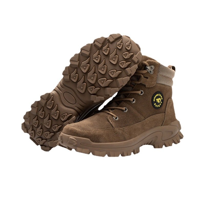 industrial safety leather anti-slip anti-stab outdoor steel toe leather work safety boot zapatos punta de acero