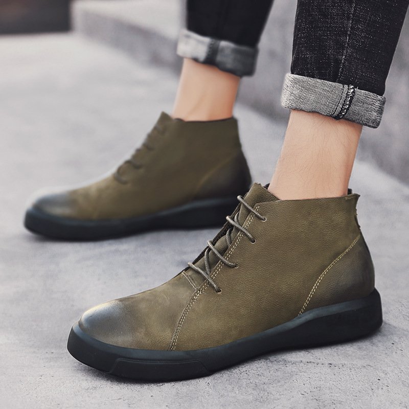 New design comfortable soft lining lace-up ankle boots men's outdoor winter boots