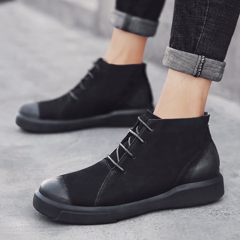 New design comfortable soft lining lace-up ankle boots men's outdoor winter boots