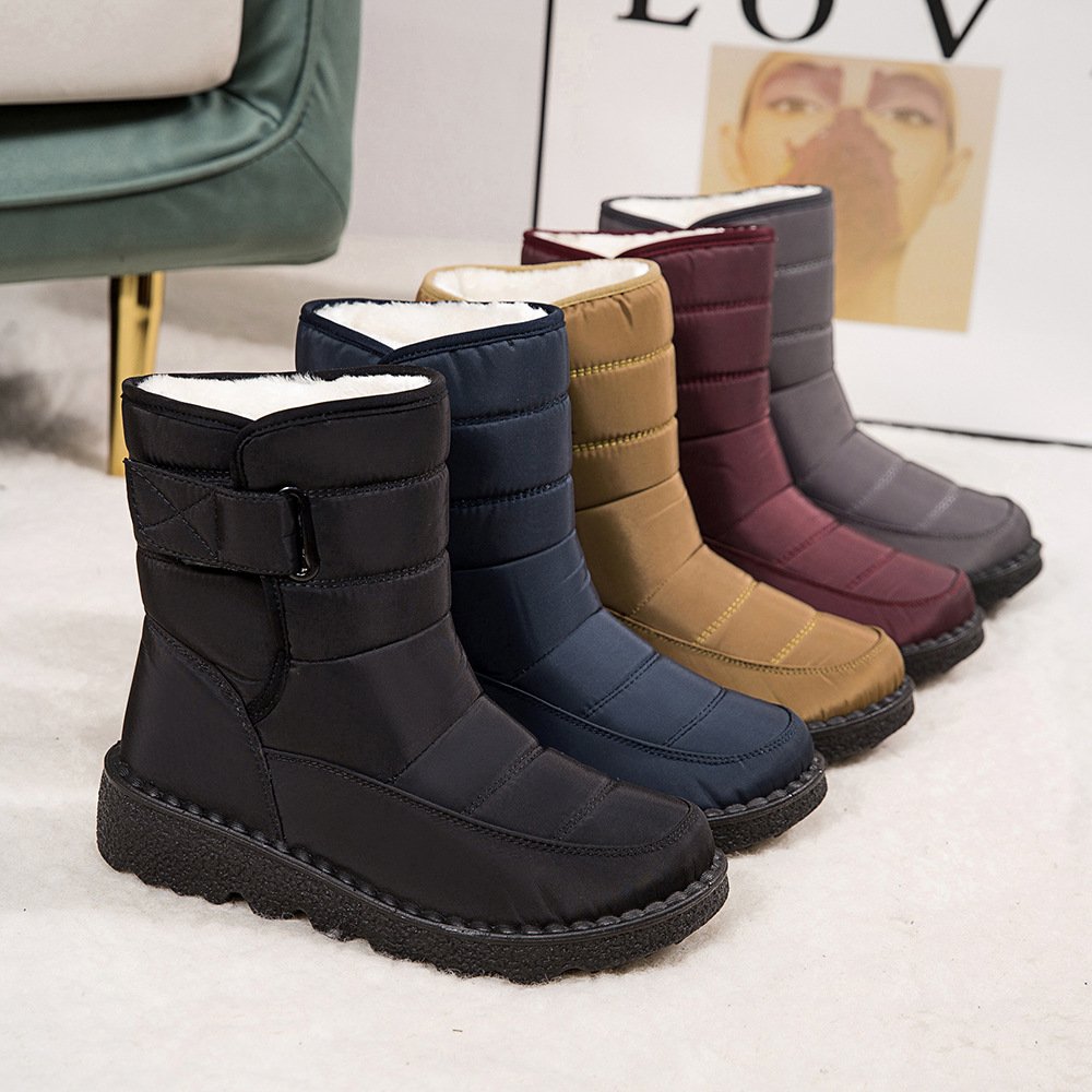 Footwear Wholesale Outdoor Fashion Ankle Boots Plush Warm Winter Waterproof Fluffy Warm Plush Snow Boots Women