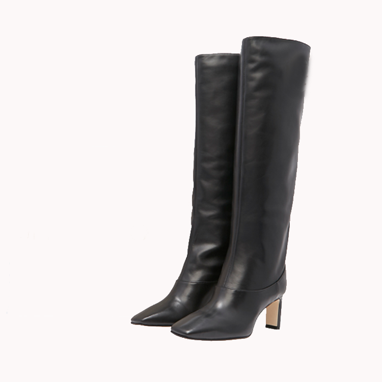 Ladies wholesale brand knee high boots strange heel high quality leather shoes designer woman boots