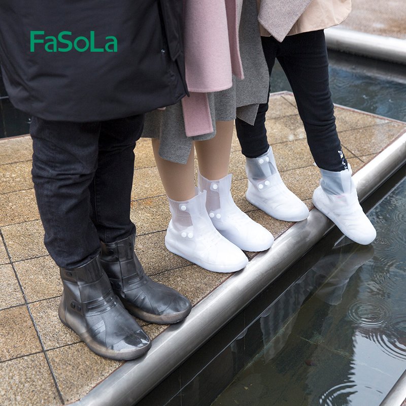 Fasola Rain Durable Transparent Protective Rain Boots Waterproof Foldable Soft Non-slip Reusable Silicone Shoe Cover