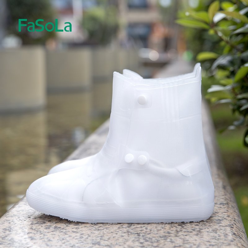 Fasola Rain Durable Transparent Protective Rain Boots Waterproof Foldable Soft Non-slip Reusable Silicone Shoe Cover