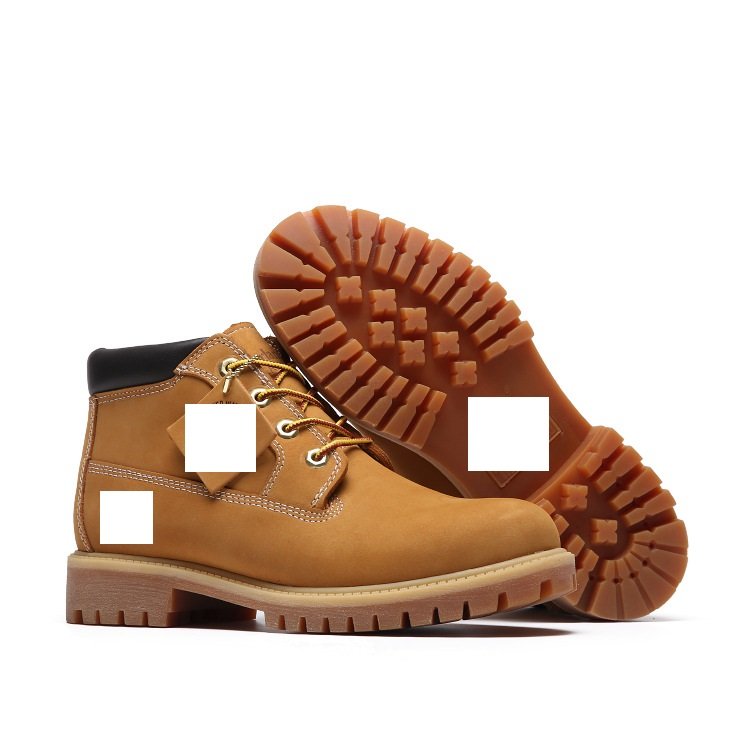 Classic Yellow and Black High-Top Martin Boots for Men and Women First Layer Cowhide Winter Running Shoes Thick-Soled Outdoor