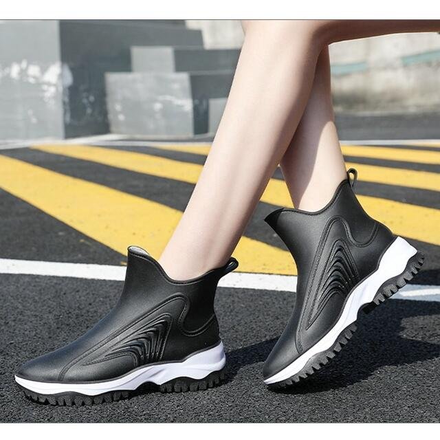 Cute short boots chelsea ladies gumboots designer black women ankle rain boots