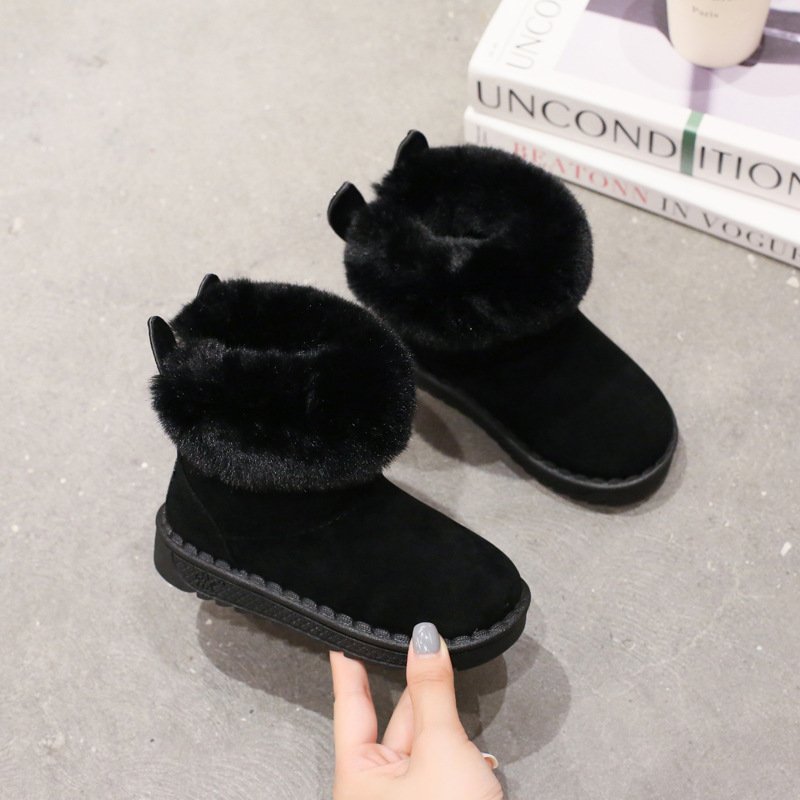 New Solid Color Kids Girls Boys Snow Boots Thick Plush Children Warm Toddler Winter Ankle Boot With Fur Kids Shoes Non Slip