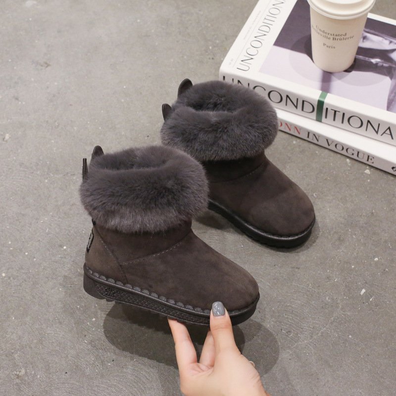 New Solid Color Kids Girls Boys Snow Boots Thick Plush Children Warm Toddler Winter Ankle Boot With Fur Kids Shoes Non Slip