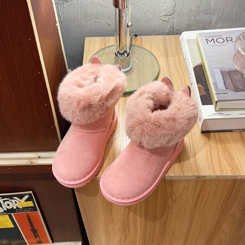 New Solid Color Kids Girls Boys Snow Boots Thick Plush Children Warm Toddler Winter Ankle Boot With Fur Kids Shoes Non Slip