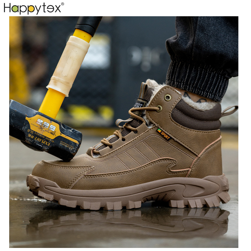 Hot Sale Warm Anti Smashing Wear-resistant Safe Steel Toe High Top Wool Winter Safety Shoes Men Industrial Working Boot