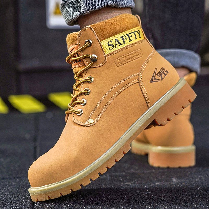 Special anti-smashing and puncture safety shoes genuine leather light breathable deodorant soft bottom sport safety boot