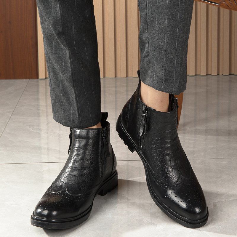 men genuine leather casual business formal ankle work boots size 35-47 hombre retro style chelsea boots