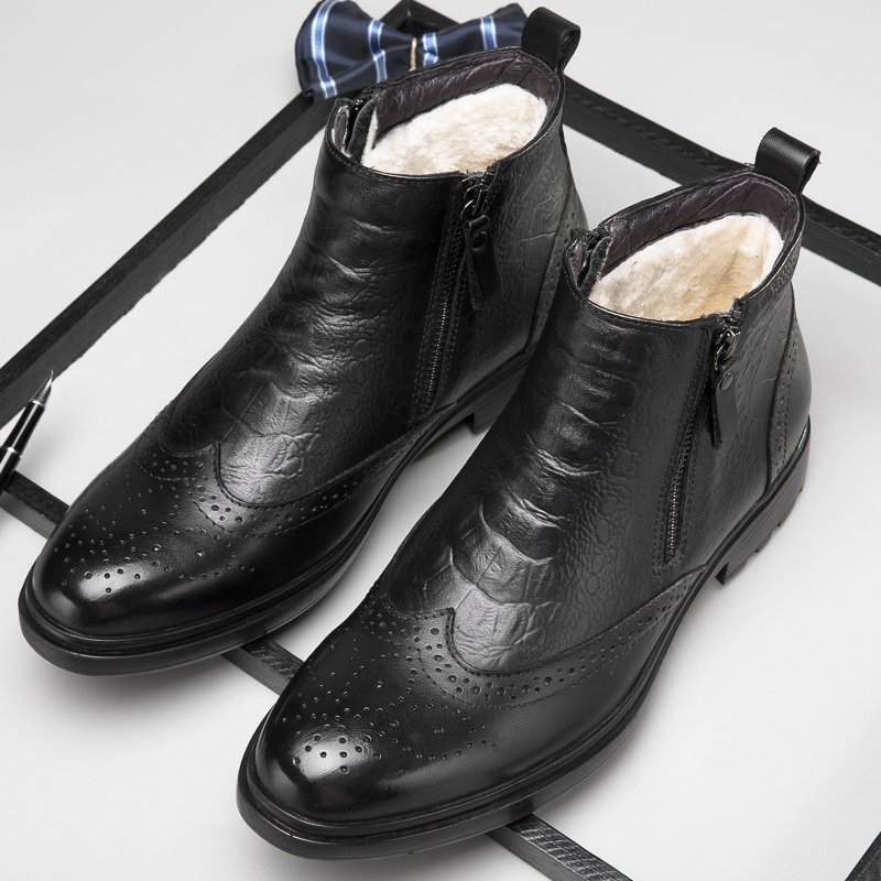 men genuine leather casual business formal ankle work boots size 35-47 hombre retro style chelsea boots