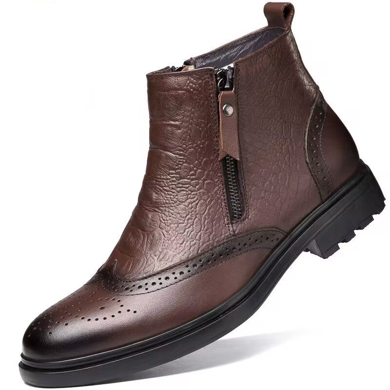men genuine leather casual business formal ankle work boots size 35-47 hombre retro style chelsea boots