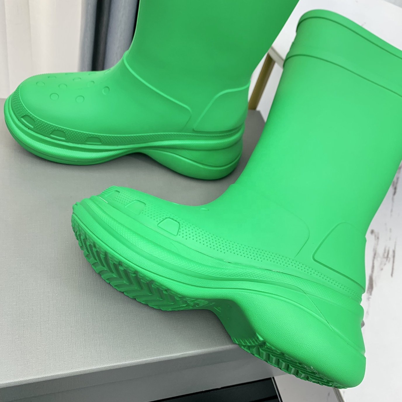 men and women Knee High Flat Platform luxury designer boots women Designer Rain Boots