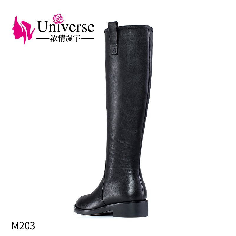 Factory Universe M203 Fashion New Women Black Winter Genuine Leather Round Toe Boots Women Boots