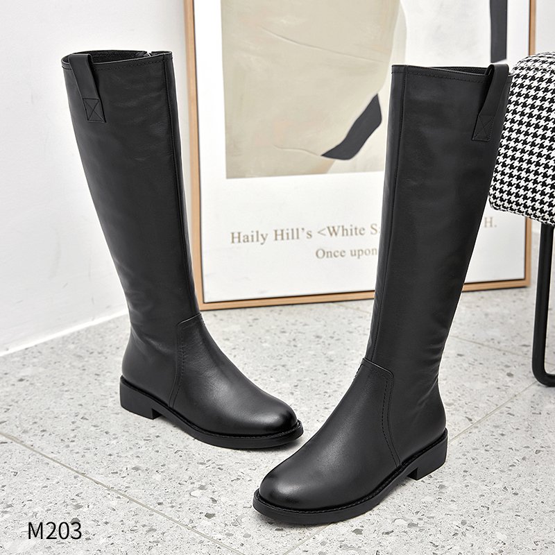 Factory Universe M203 Fashion New Women Black Winter Genuine Leather Round Toe Boots Women Boots