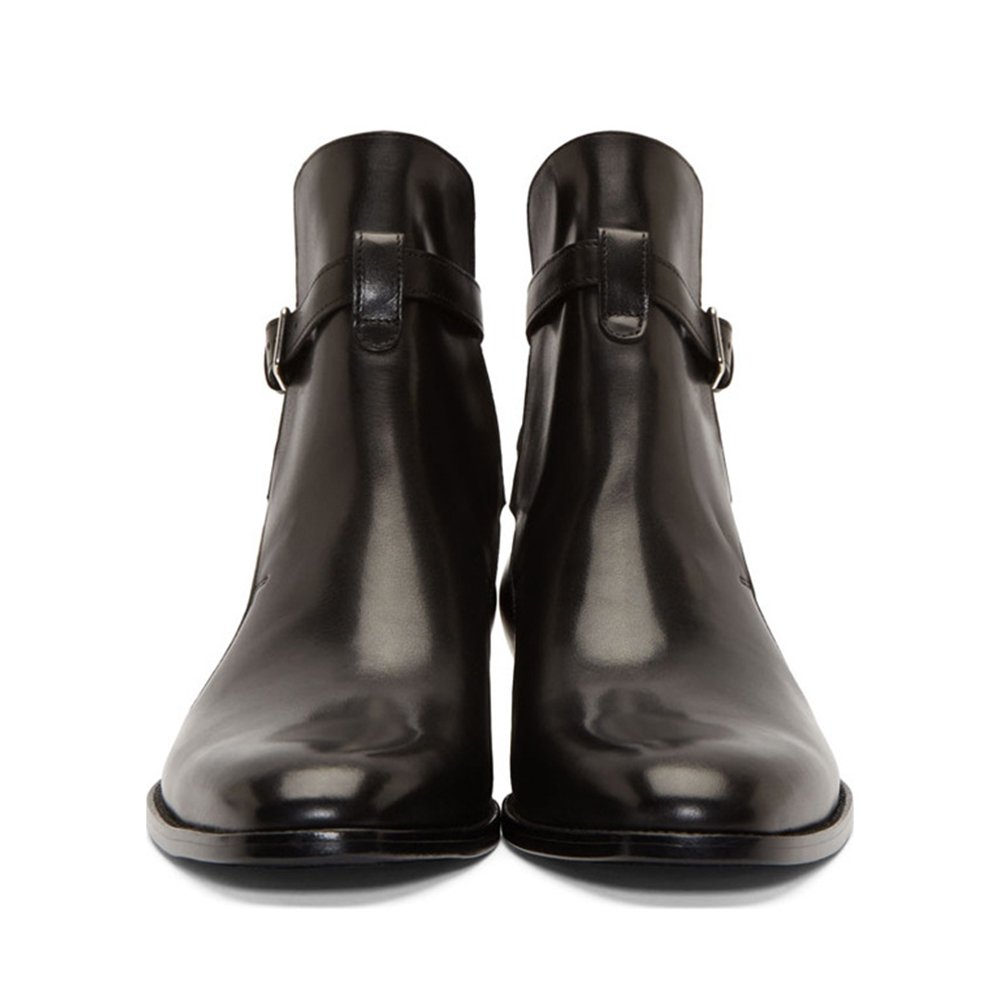 Trendy Wear-Resistant Top Grade Cowhide Boots Men's Genuine Leather Formal Shoes Customize Logo Buckle Strap Hiking