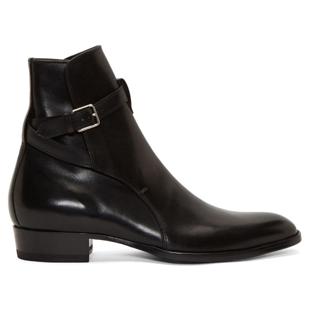 Trendy Wear-Resistant Top Grade Cowhide Boots Men's Genuine Leather Formal Shoes Customize Logo Buckle Strap Hiking