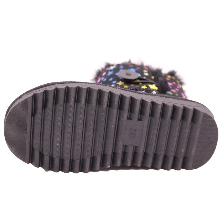 CF-179 Winter Factory Wholesale Real Wool Cartoon Design Shiny Stars Cute Cheap Girls Warm Boots