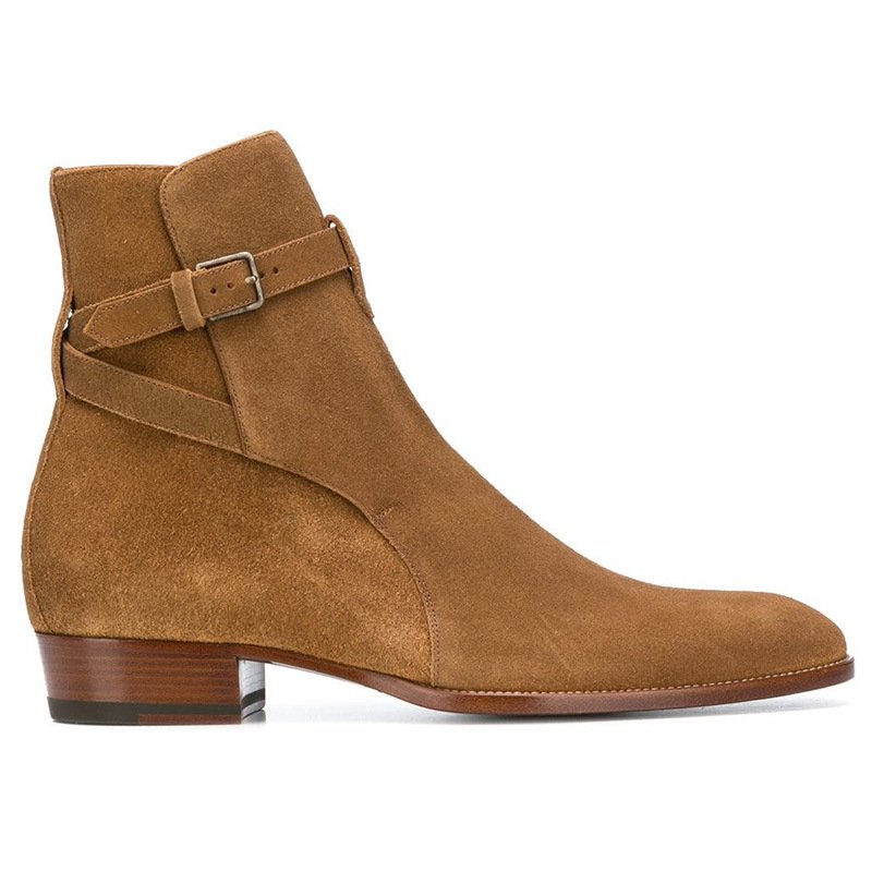 Genuine leather matte pointed British buckle boots men chelsea boots boots for men