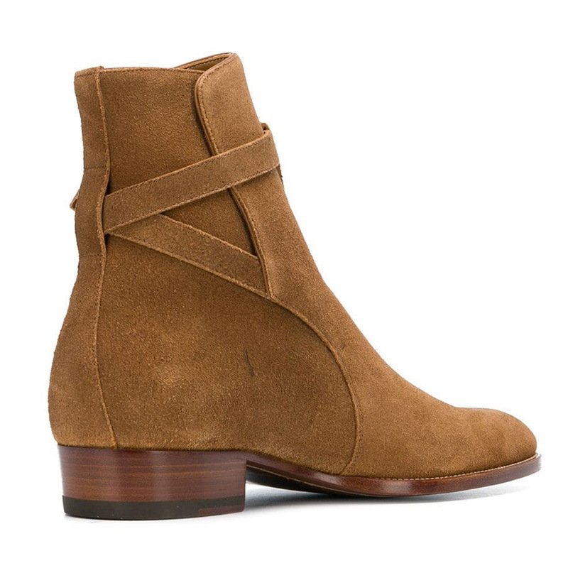 Genuine leather matte pointed British buckle boots men chelsea boots boots for men