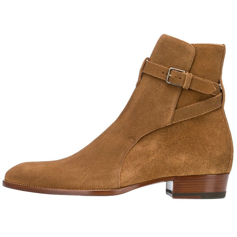 Genuine leather matte pointed British buckle boots men chelsea boots boots for men