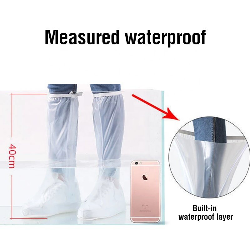 New High tube Waterproof shoe Covers Long Length Slip-resistant Overshoes Waterproof Zipper Rain Boots For Rainy Days Use