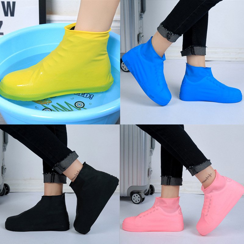 Silicone WaterProof Shoe Covers Lip-resistant Rubber Rain Boot Rain Gear Overshoes Accessories for Outdoor Rainy Day