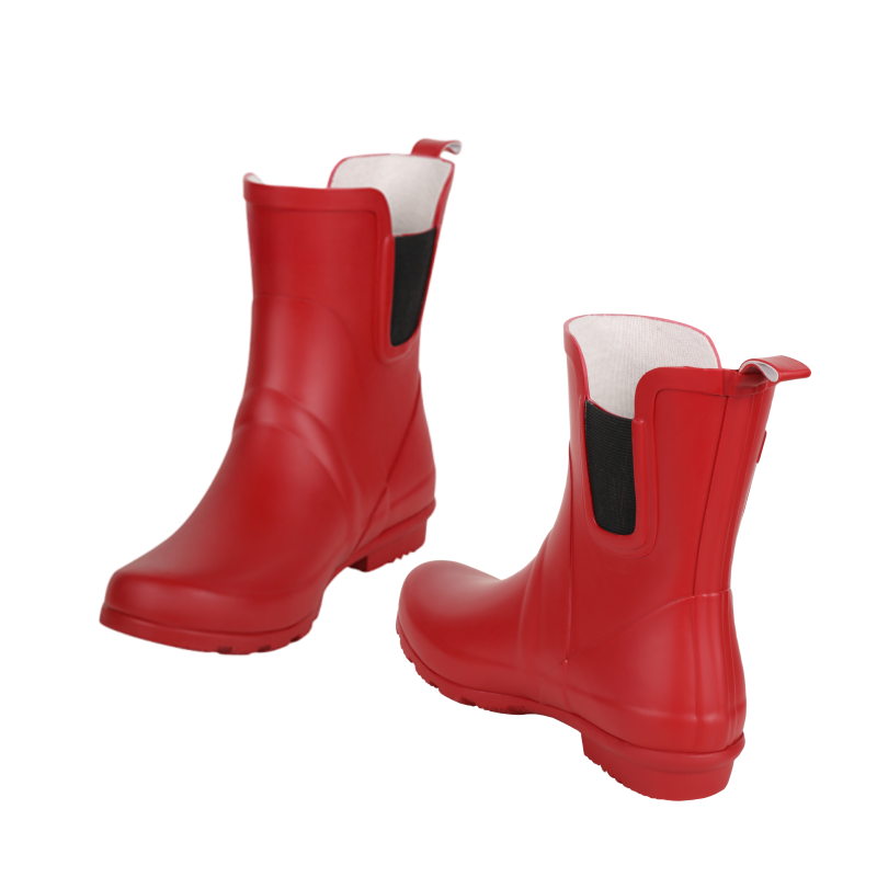 Latest Design Easy-on Fashion Top Lace Half Rain Boots Women's Rubber Rain Boots