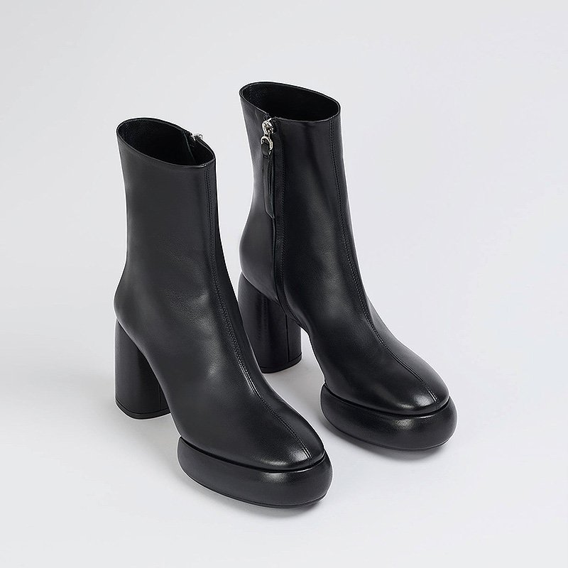OEM/ODM Women Shoe Designer Fashion Ladies Slip-on Zipper Chunky Heel Ankle Boots Shoes Customized Platform Ankle Boots Women