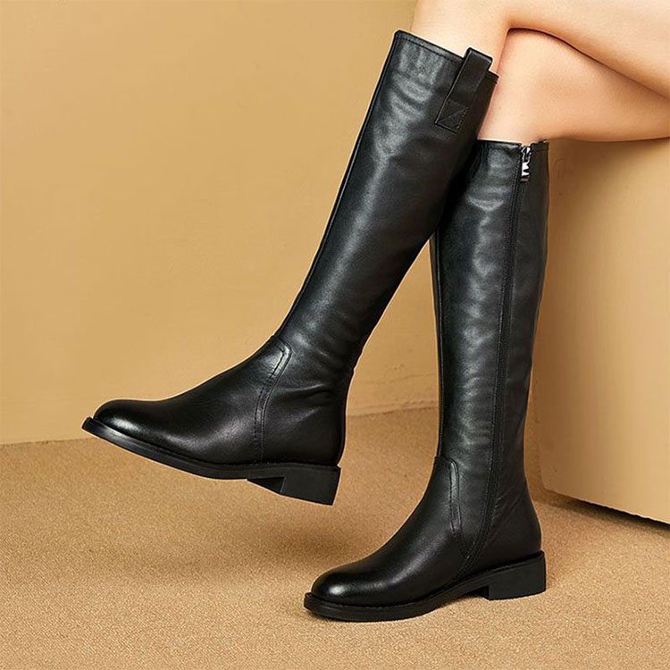 Factory Direct Wholesale genuine leather boots women winter warm plush boots designer high boots