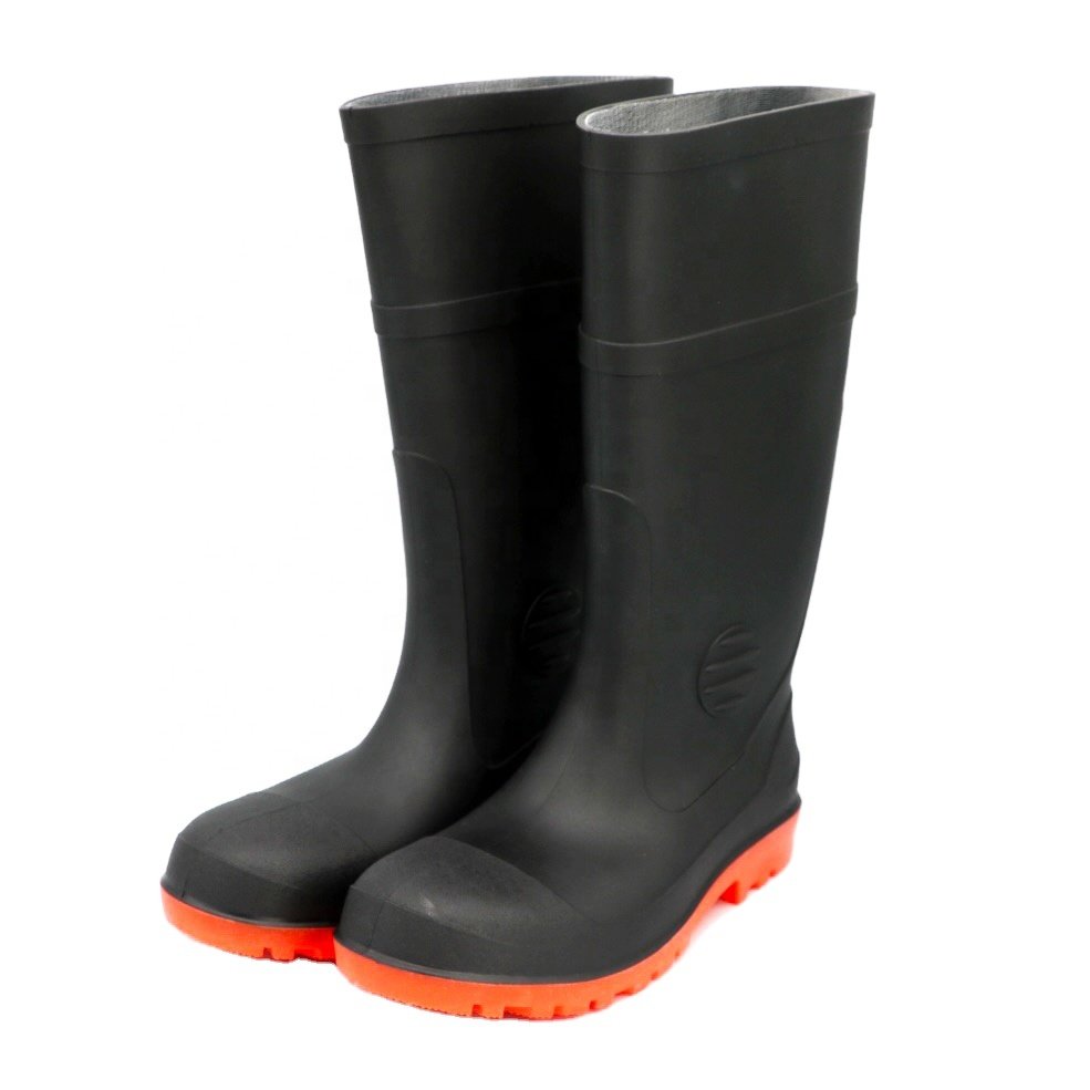 Unisex Black PVC Rain Boots Defend Anti SIippery Non-slip Antistatic CE Plastic Safety Boots