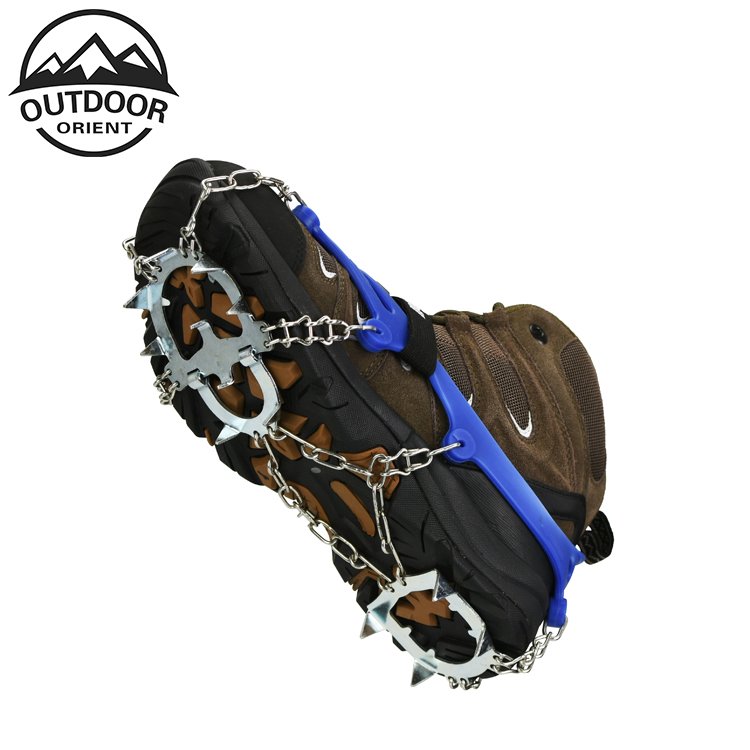 13-Teeth 2 Color Sports Anti-Slip Ice Gripper Cleats Shoe Boot Grips Crampons Chain Spike Snow for Hiking Climbing