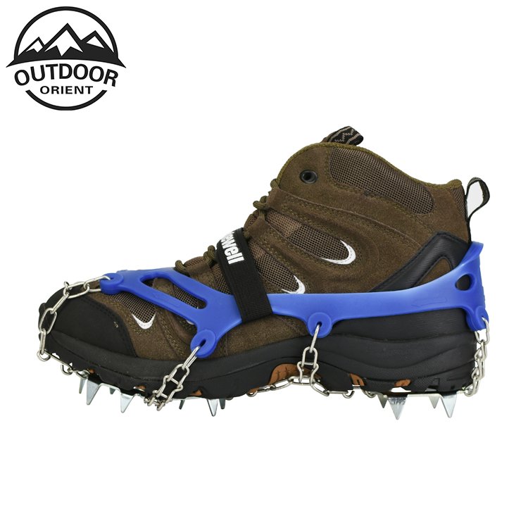 13-Teeth 2 Color Sports Anti-Slip Ice Gripper Cleats Shoe Boot Grips Crampons Chain Spike Snow for Hiking Climbing