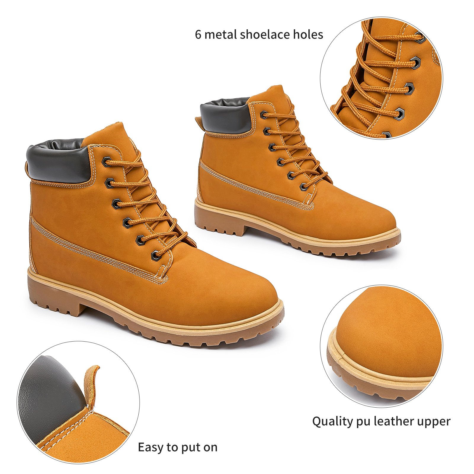 Wholesale Custom Pu Leather Anti-Slip Hiking Ankle Boots Lace Up Waterproof Outdoor Snow Hiking fashion Boots