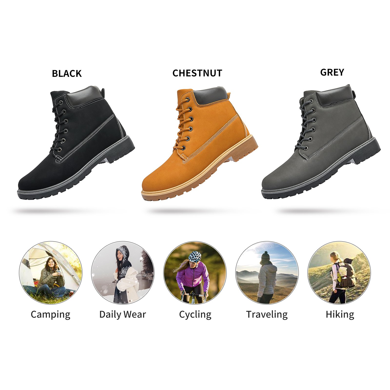 Wholesale Custom Pu Leather Anti-Slip Hiking Ankle Boots Lace Up Waterproof Outdoor Snow Hiking fashion Boots