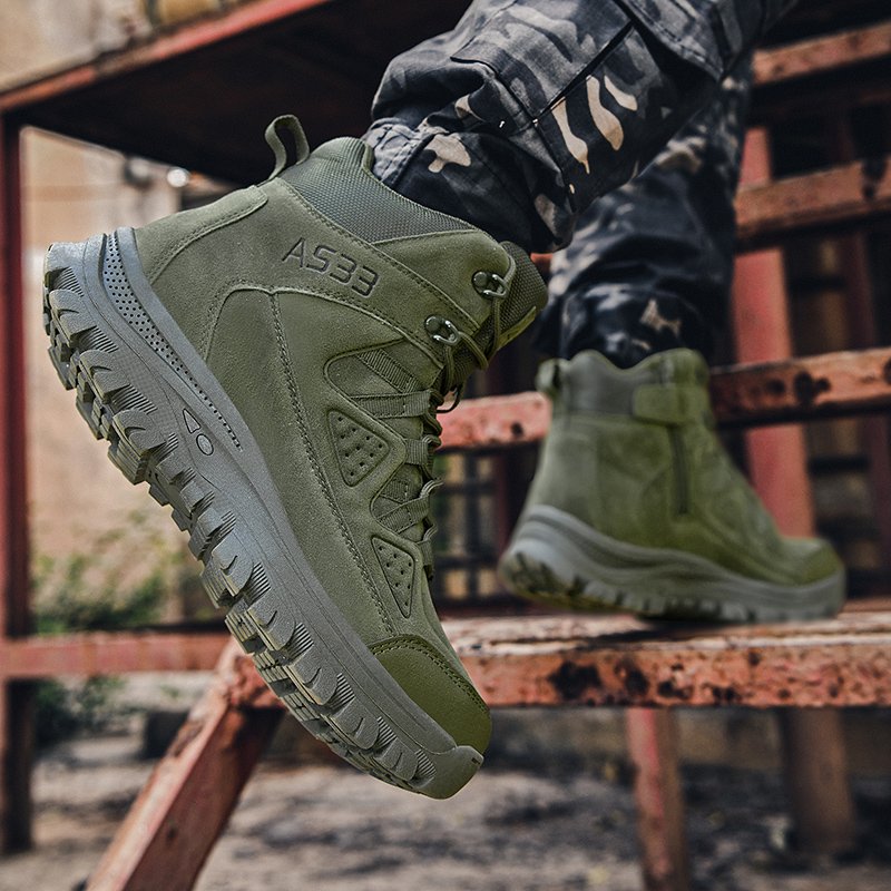 Men's Lightweight Desert Tactical Boots Non-Slip Waterproof Design Zip Closure Suede Upper Summer Outdoor Training Winter