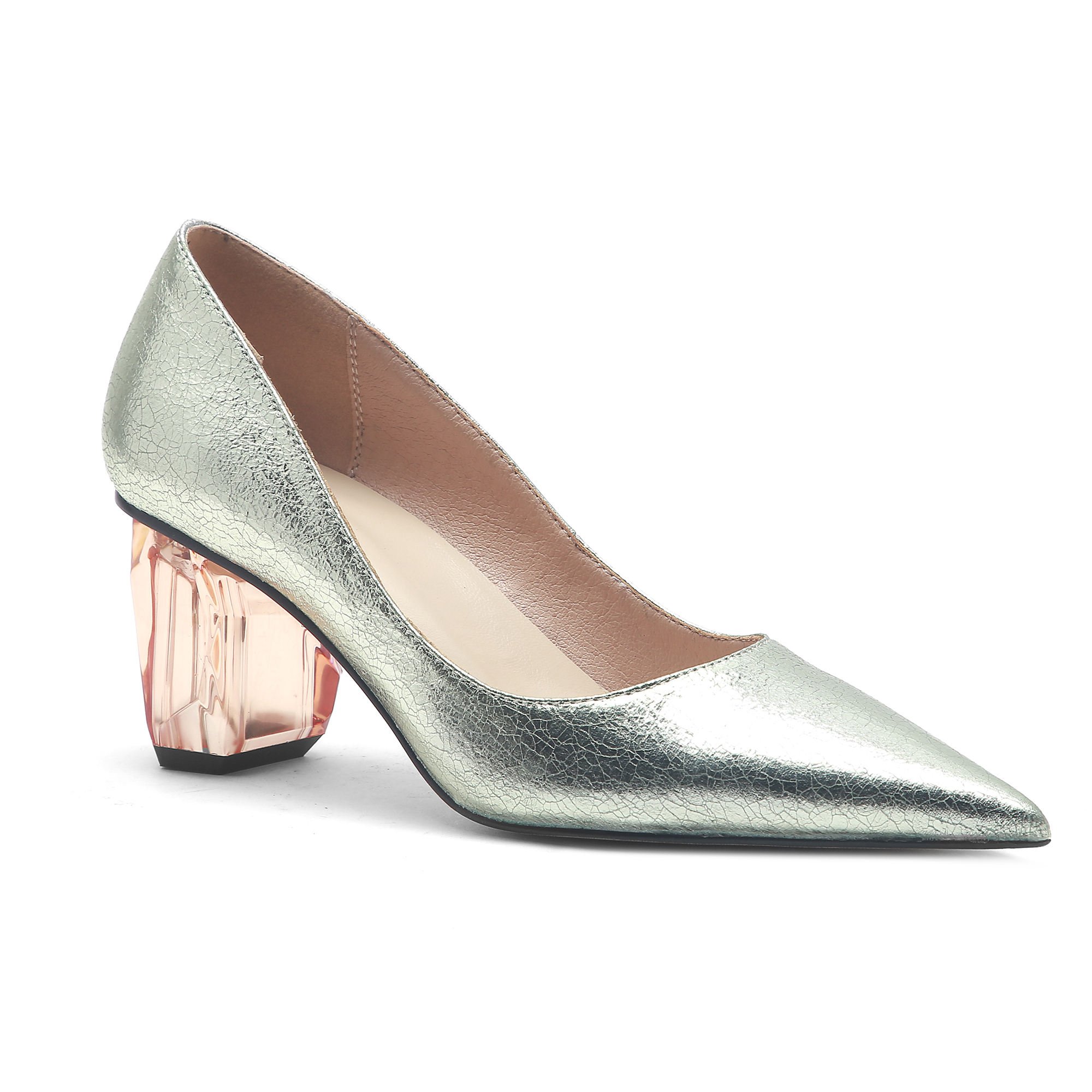 2024 Custom Women's High Heel Pumps Single-Shallow-Mouth Crystal Fashion Boots Logo Thick Heel Slip-On Style Sandals Box 5cm