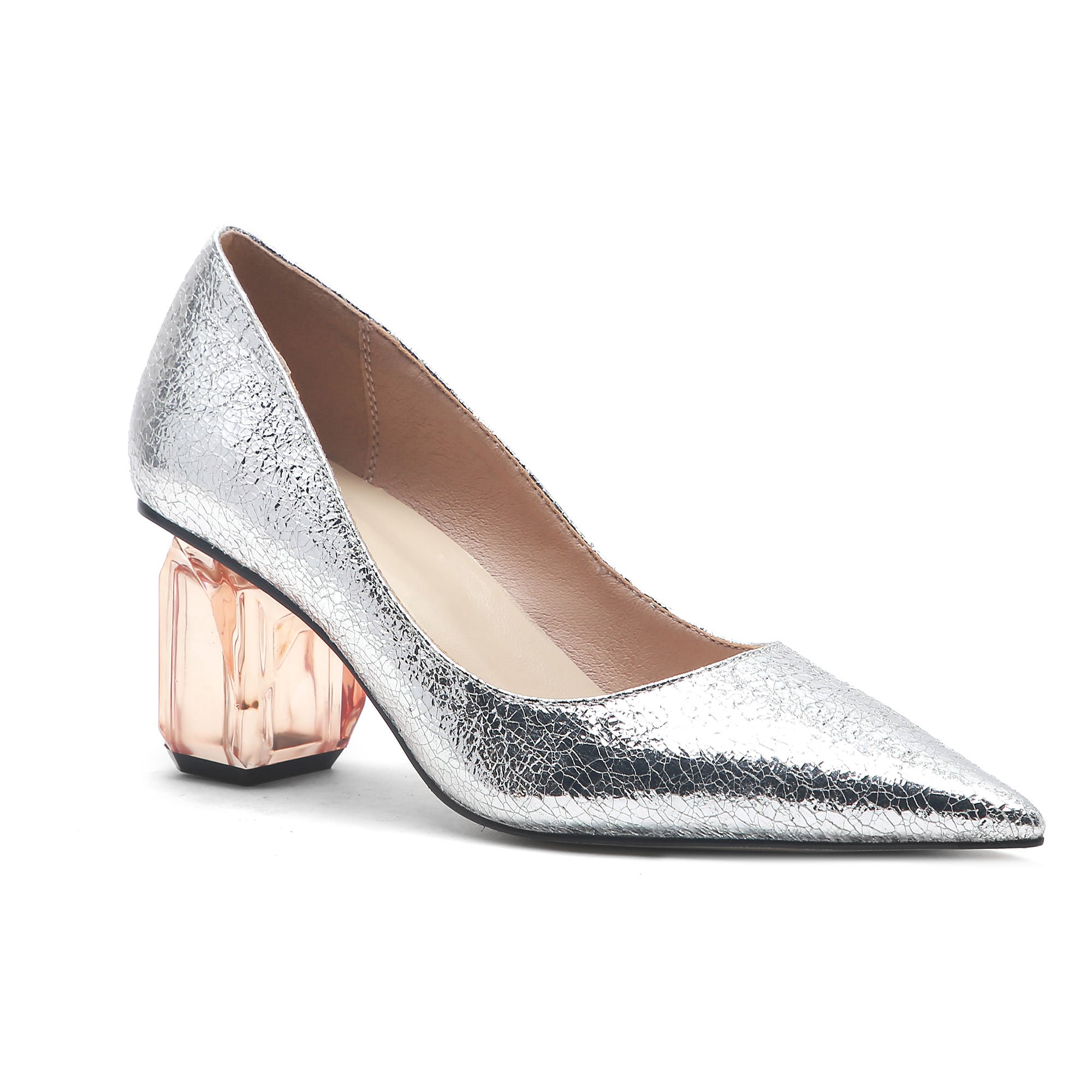 2024 Custom Women's High Heel Pumps Single-Shallow-Mouth Crystal Fashion Boots Logo Thick Heel Slip-On Style Sandals Box 5cm