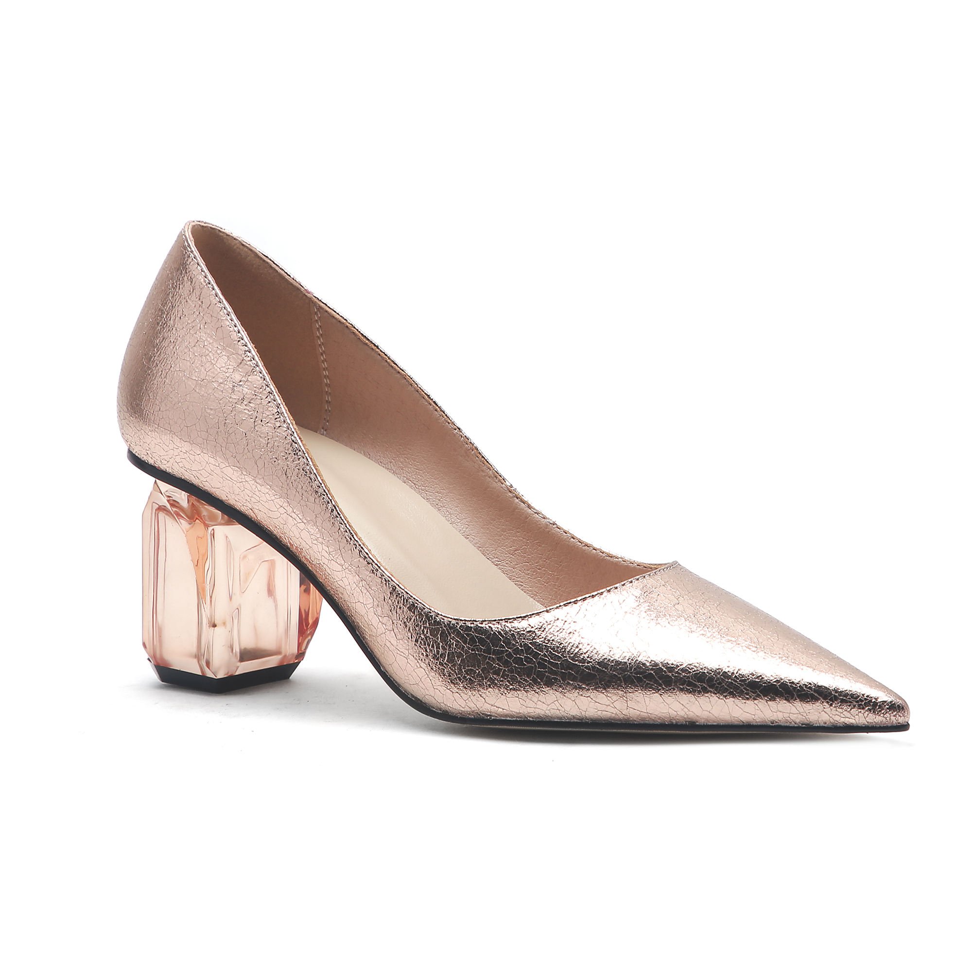 2024 Custom Women's High Heel Pumps Single-Shallow-Mouth Crystal Fashion Boots Logo Thick Heel Slip-On Style Sandals Box 5cm