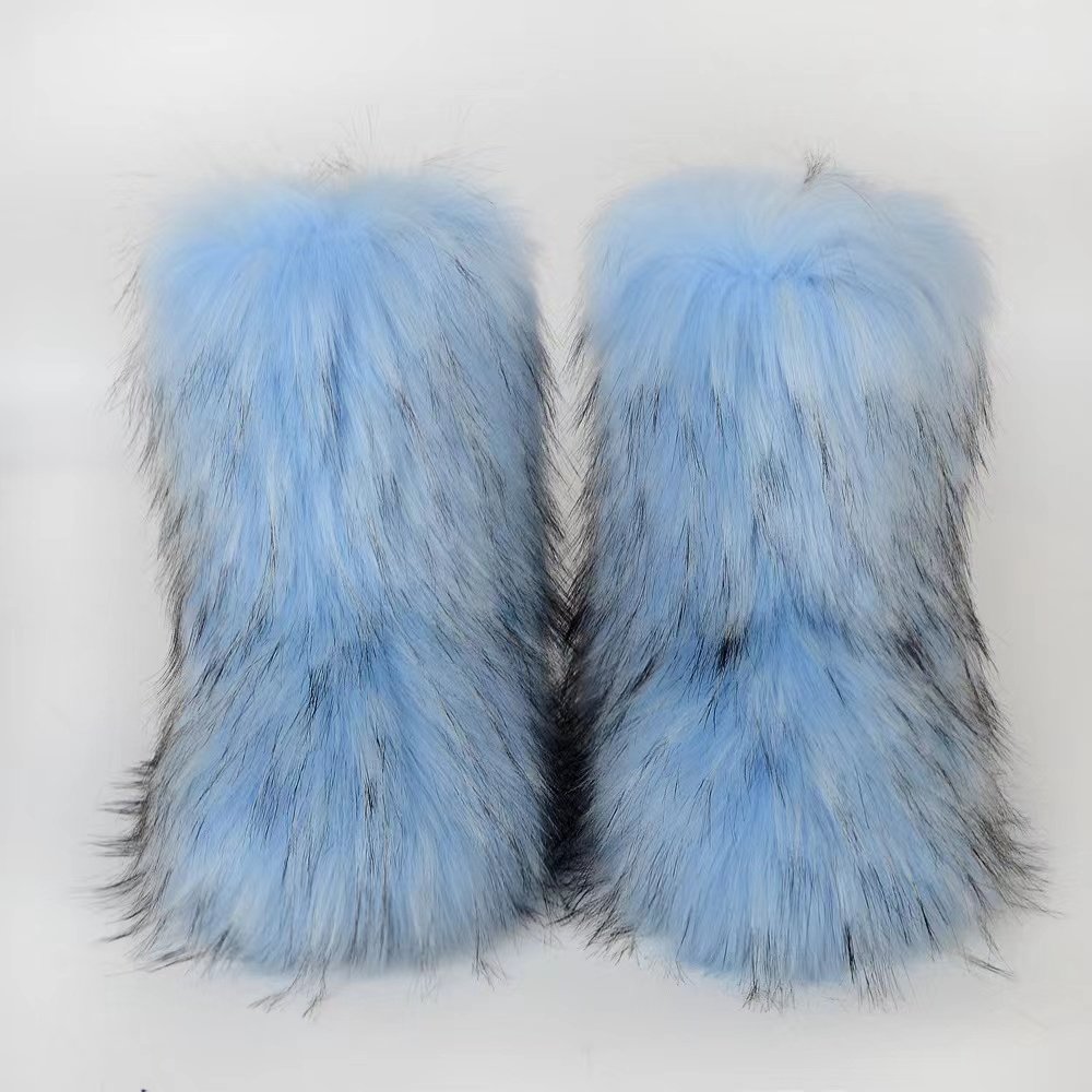 2023 hot selling ladies imitation raccoon fur boots factory wholesale high quality snow boots fur snow boots