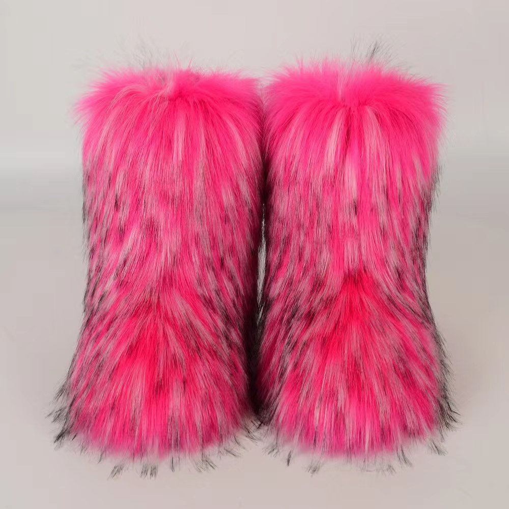 2023 hot selling ladies imitation raccoon fur boots factory wholesale high quality snow boots fur snow boots