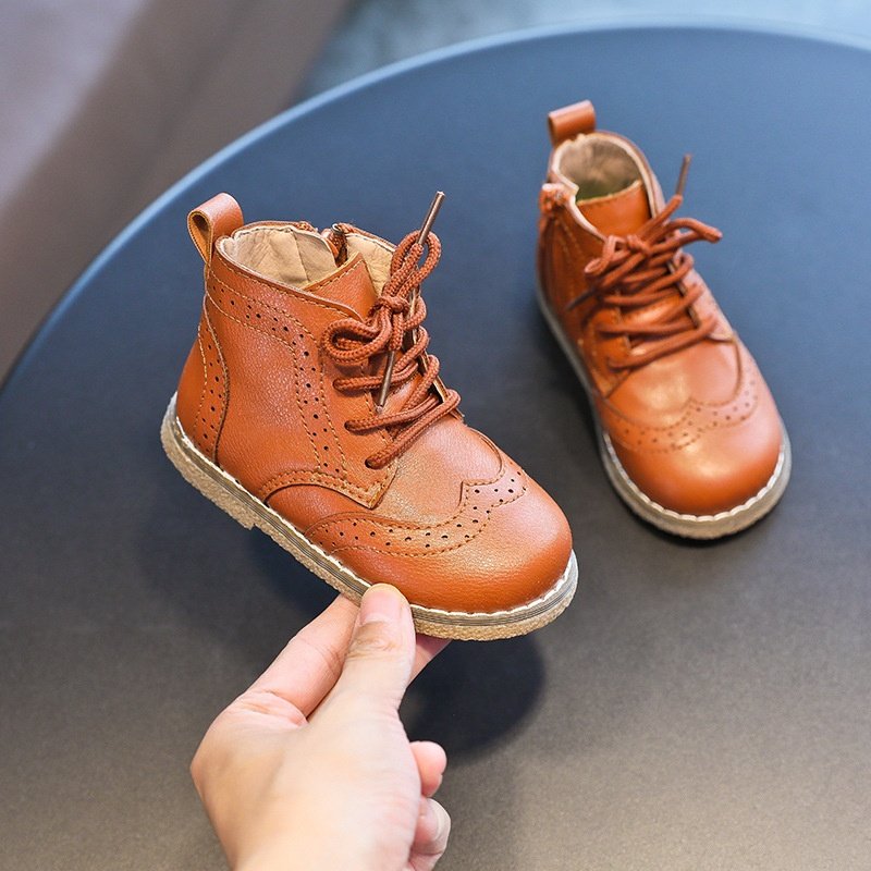 Children's Mid Top Martin Boots 2023 Autumn New Boot Side Zipper Girls' Soft Sole Casual Shoes