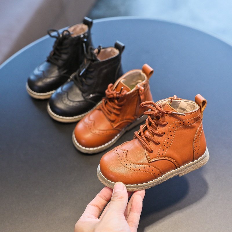 Children's Mid Top Martin Boots 2023 Autumn New Boot Side Zipper Girls' Soft Sole Casual Shoes