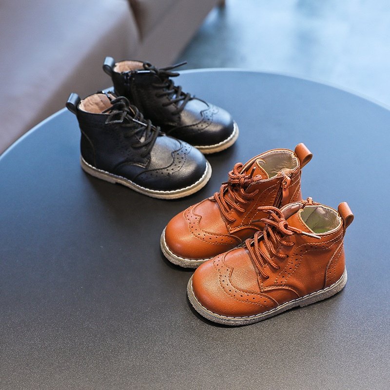 Children's Mid Top Martin Boots 2023 Autumn New Boot Side Zipper Girls' Soft Sole Casual Shoes