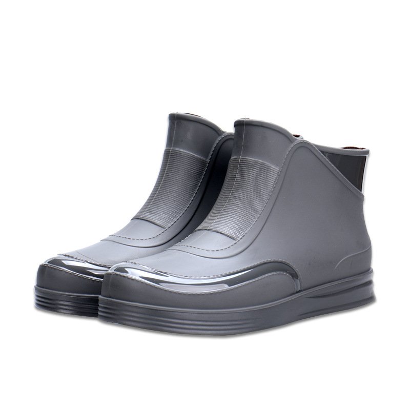 New Men's Short Rain Boots Fashion Flat Rain Boots Waterproof Non Slip Kitchen Work Rubber Shoes